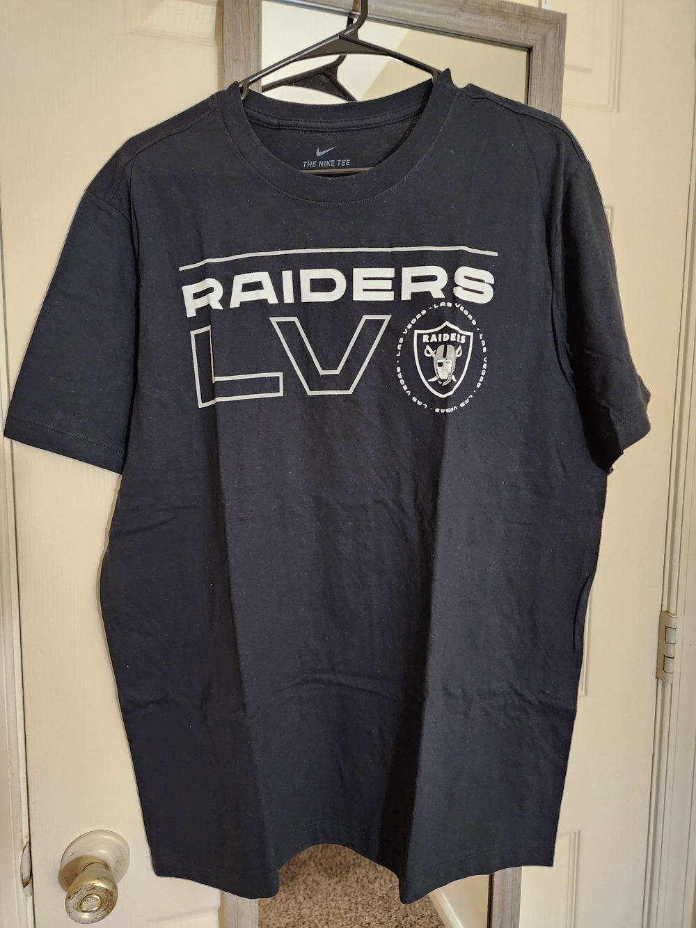 NFL Las Vegas Raiders Mens Large Black Crew Neck Nike Tee Shirt  NEW W/Out Tags